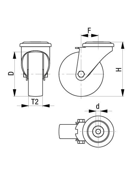 LER-PO 125G-FA pasukamas sintetinis ratukas 125 mm