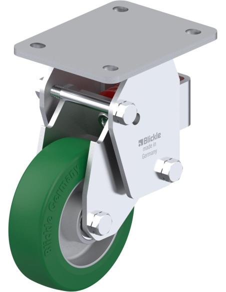 BHF-ALST 125K-3 poliuretano spyruoklinis fiksuotas ratukas