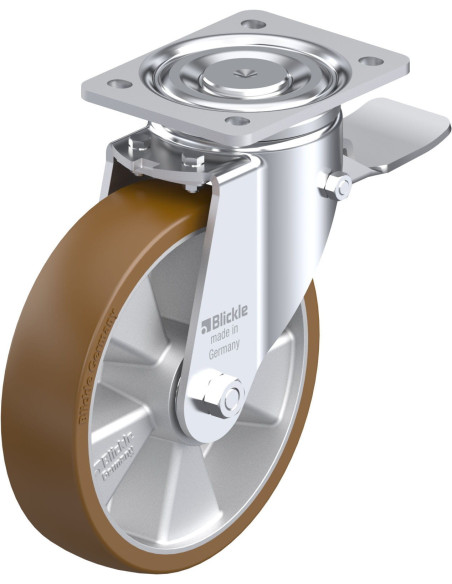 LH-ALB 200K-ST Poliuretano pasukamas ratukas su stabdžiais