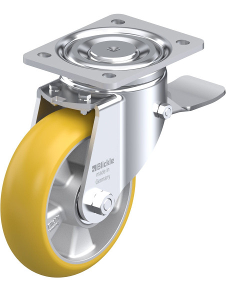 Poliuretano pasukamas ratukas su stabdžiais 160 mm