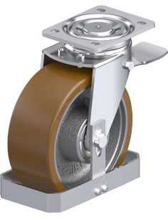 LH-GB 202K-ST-FS poliuretano pasukamas ratukas su stabdžiais