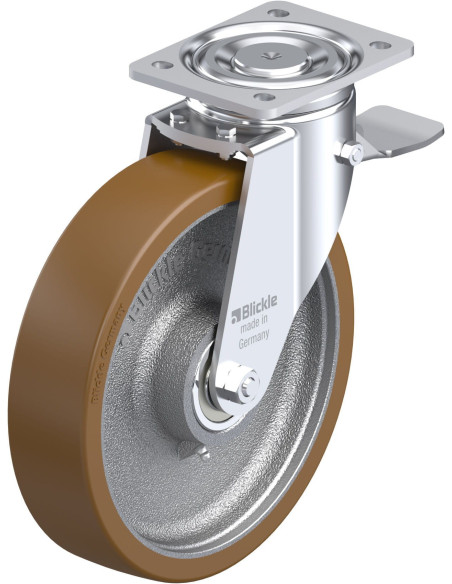 LH-GB 250K-ST poliuretano pasukamas ratukas su stabdžiais