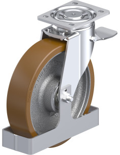 LH-GB 250K-ST-FS poliuretano pasukamas ratukas su stabdžiais