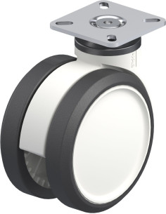 LKDG-PUA 100G-P23 dvigubas pasukamas ratukas, poliuretanas,