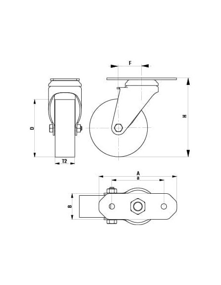 LKPA-PATH 101KF-29 poliuretano pasukamas ratukas 100 mm