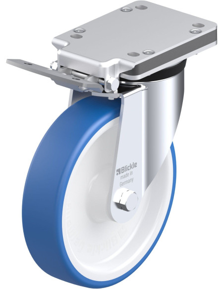 LK-POTHS 200R-IS poliuretano ratukas su stabdžiais, 200 mm