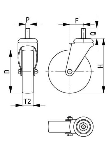 LKRA-PATH 80KF-FI-ELS-GS12 antistatinis pasukamas ratukas