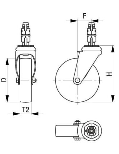 LKRA-POA 125G-11-FI-E15 pasukamas ratukas su stabdžiais