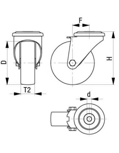LKR-VSTH 65K poliuretano pasukamas ratukas 65 mm
