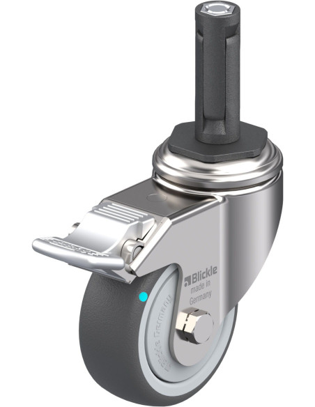 Poliuretano pasukamas ratukas su stabdžiais 80 mm