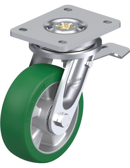 LO-ALST 150K-ST poliuretano pasukamas ratukas su stabdžiais