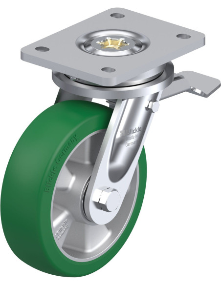 LO-ALST 160K-ST Poliuretano pasukamas ratukas su stabdžiais