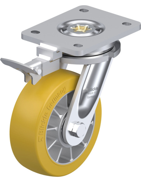 LO-ALTH 152K-RI4 poliuretano pasukamas ratukas su stabdžiais