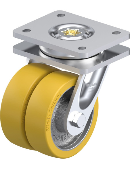 LOD-GTH 125K - Dvigubas pasukamas poliuretano ratukas 125 mm