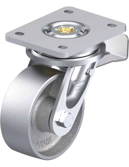 LO-G 127G-ST pasukamas ratukas su stabdžiais, 125 mm