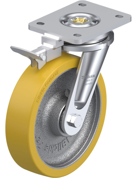 LO-GTH 200K-RI4 - Poliuretano ratukas su stabdžiais, 200 mm