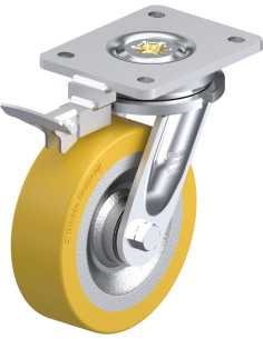 LO-SETH 160K-RI4 poliuretano pasukamas ratukas su stabdžiais