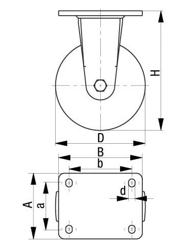 BO-GST 202K-FS poliuretano fiksuotas ratukas 200x80 mm