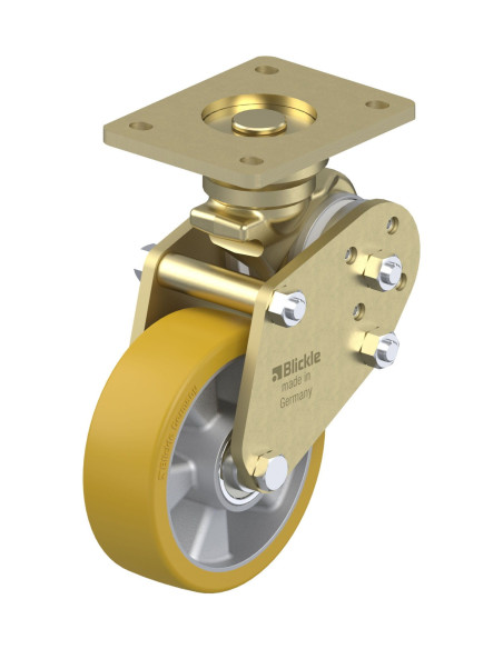 BPFE-ALTH 150K poliuretano spyruoklinis fiksuotas ratukas