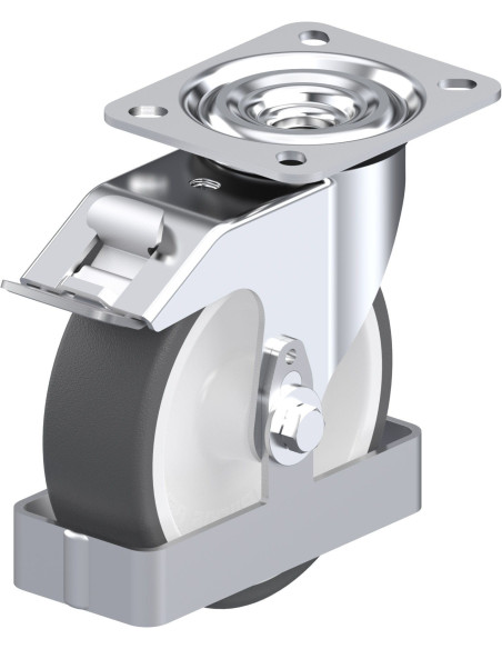 Poliuretano ratukas L-POTH 125G-FI-FS su stabdžiais