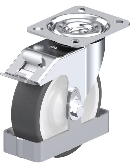 Pasukamas poliuretano ratukas su stabdžiais 125 mm