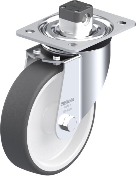 Pasukamas poliuretano ratukas su stabdžiais L-POTH 160G-CS11