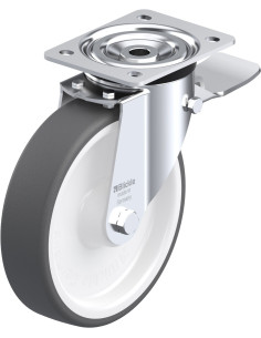 Pasukamas 200 mm poliuretano ratukas su stabdžiais L-POTH