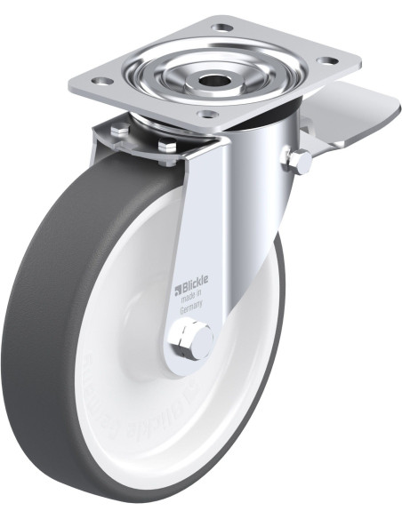 Pasukamas 200 mm poliuretano ratukas su stabdžiais L-POTH