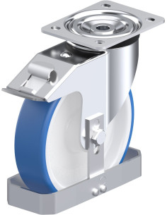 Pasukamas poliuretano ratukas 200 mm su stabdžiais L-POTHS