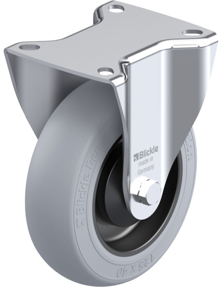 B-POES 125KA-SG fiksuotas ratukas dengtas guma