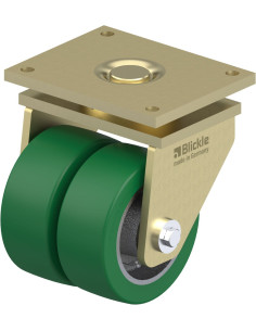 LSD-GST 202K - Dvigubas pasukamas poliuretano ratukas 200 mm