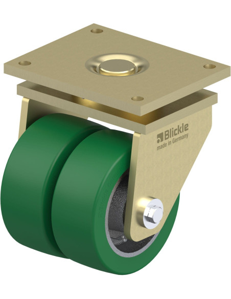 LSD-GST 202K - Dvigubas pasukamas poliuretano ratukas 200 mm