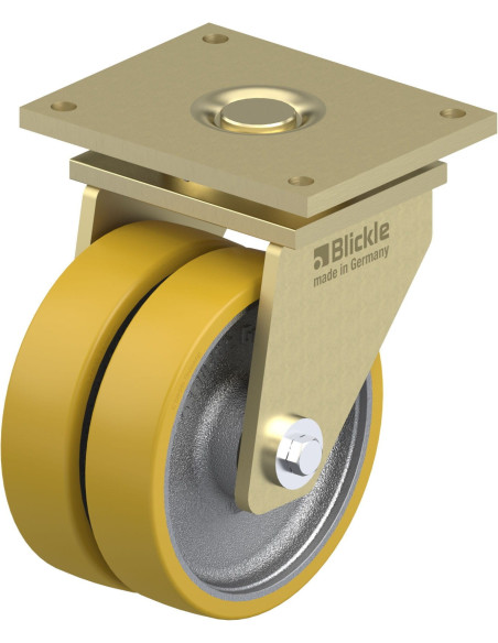 LSD-GTH 250K - Dvigubas pasukamas poliuretano ratukas 250 mm