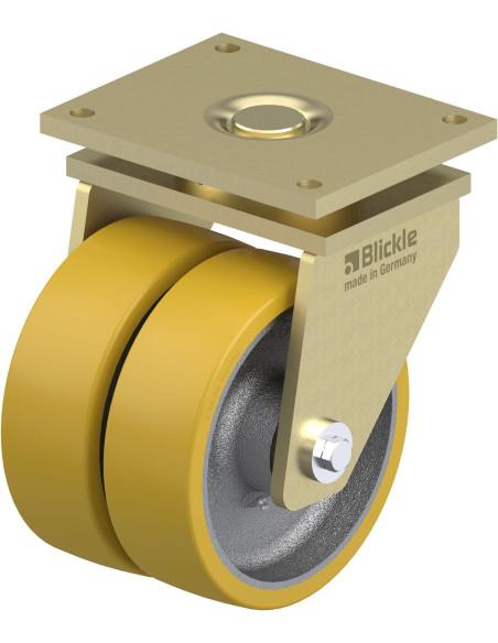 LSD-GTH 252K - Dvigubas pasukamas poliuretano ratukas 250 mm