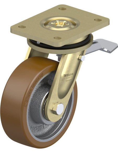 LS-GB 150K-ST pasukamas poliuretano ratukas su stabdžiais