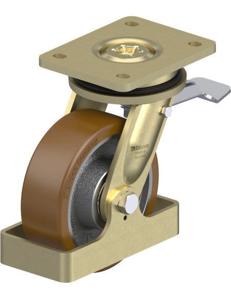 LS-GB 150K-ST-FS poliuretano pasukamas ratukas su stabdžiais