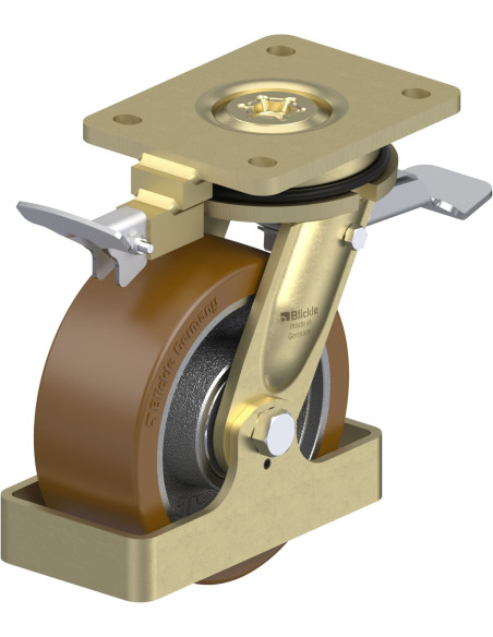 LS-GB 152K-ST-RI4-FS poliuretano ratukas su stabdžiais