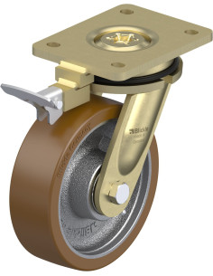 LS-GB 160K-RI4 - Poliuretano pasukamas ratukas su stabdžiais