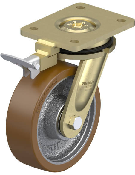 LS-GB 160K-RI4 - Poliuretano pasukamas ratukas su stabdžiais