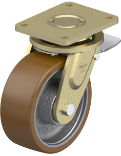 LS-GB 202K-ST poliuretano pasukamas ratukas su stabdžiais