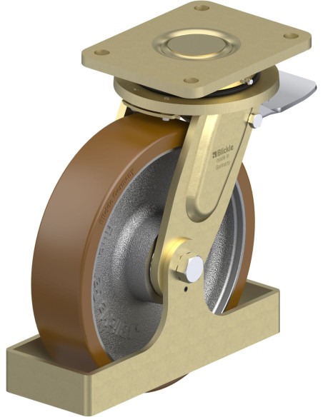 LS-GB 250K-ST-FS poliuretano pasukamas ratukas su stabdžiais