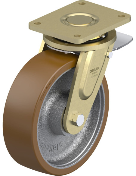 LS-GB 252K-ST poliuretano pasukamas ratukas su stabdžiais