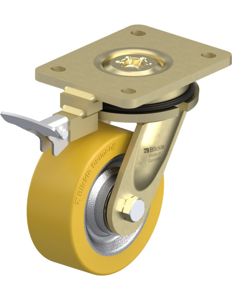 LS-SETH 125K-RI4 Poliuretano pasukamas ratukas su stabdžiais