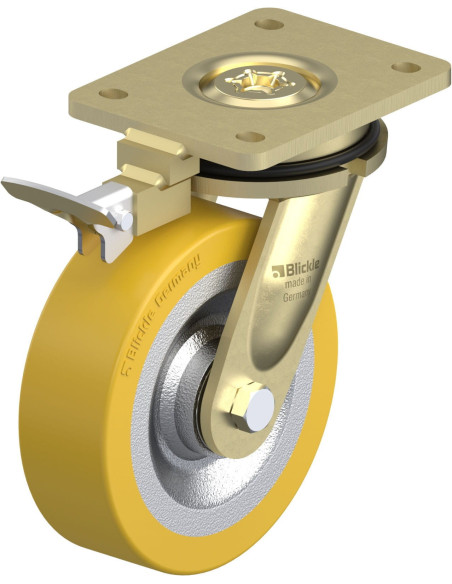 LS-SETH 160K-RI4 poliuretano pasukamas ratukas su stabdžiais