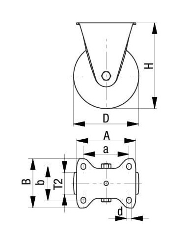 B-RD 100R-FS fiksuotas ratukas dengtas guma