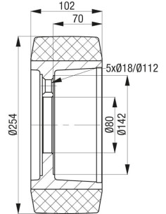 RB 254x102/80-5 ratas krautuvams ir kėlimo technikai 2
