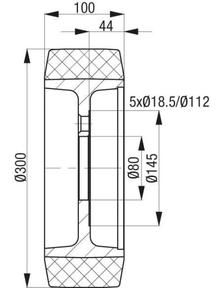 RB 300x100/80-5 ratas krautuvams