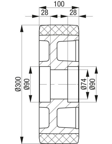 Ratas krautuvams RB 300x100/90x28