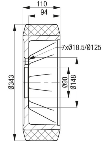 RB 343x110/90-7 ratas krautuvams