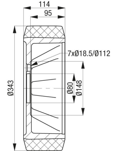 Ratukas RB 343x114/80-7 krautuvams ir kėlimo technikai